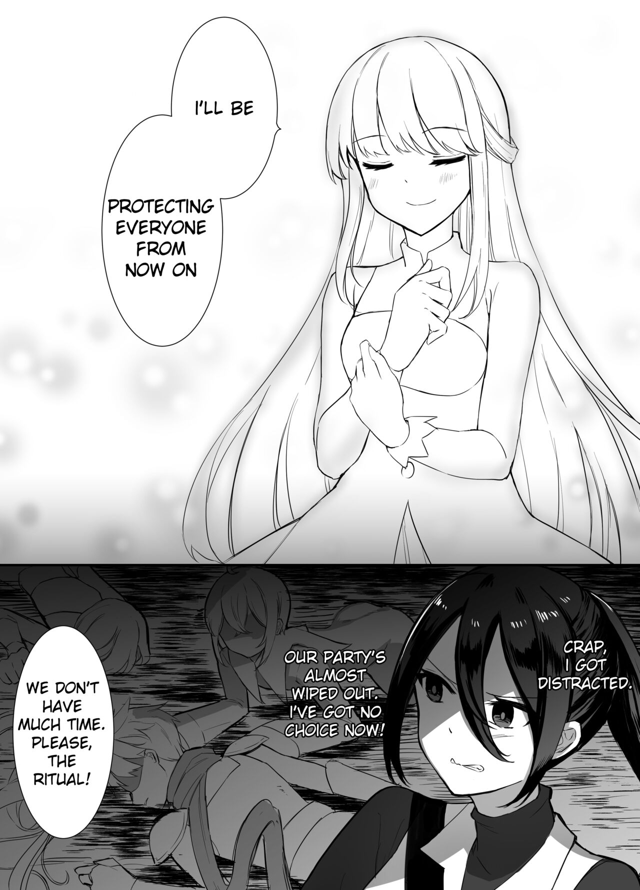 Maou Toubatsu Shippai Heroine Gisei Normal End de Utsu ni Natta Koutensei Futanari Kenshi to Otokonoko Shinkan no Hanashi | Crestfallen Futanari x Femboy Priest: Prepare to Cum Edition - Page 5