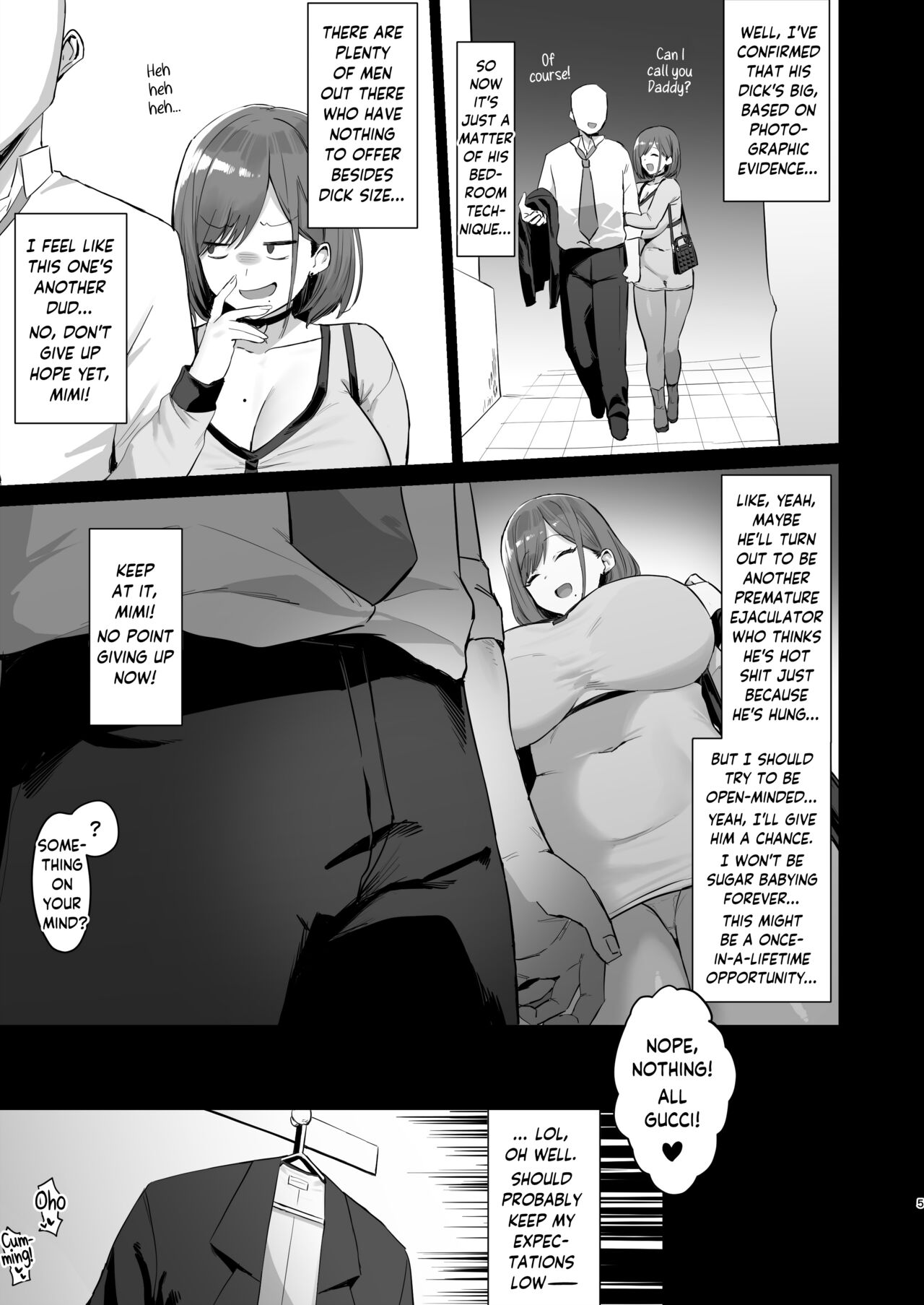 Papakatsu JD, Ochinpo Yuuryou Bukken o Mitsukeru. | College Sugar Baby - On the Market for Some Prime Daddy Dick - Page 5