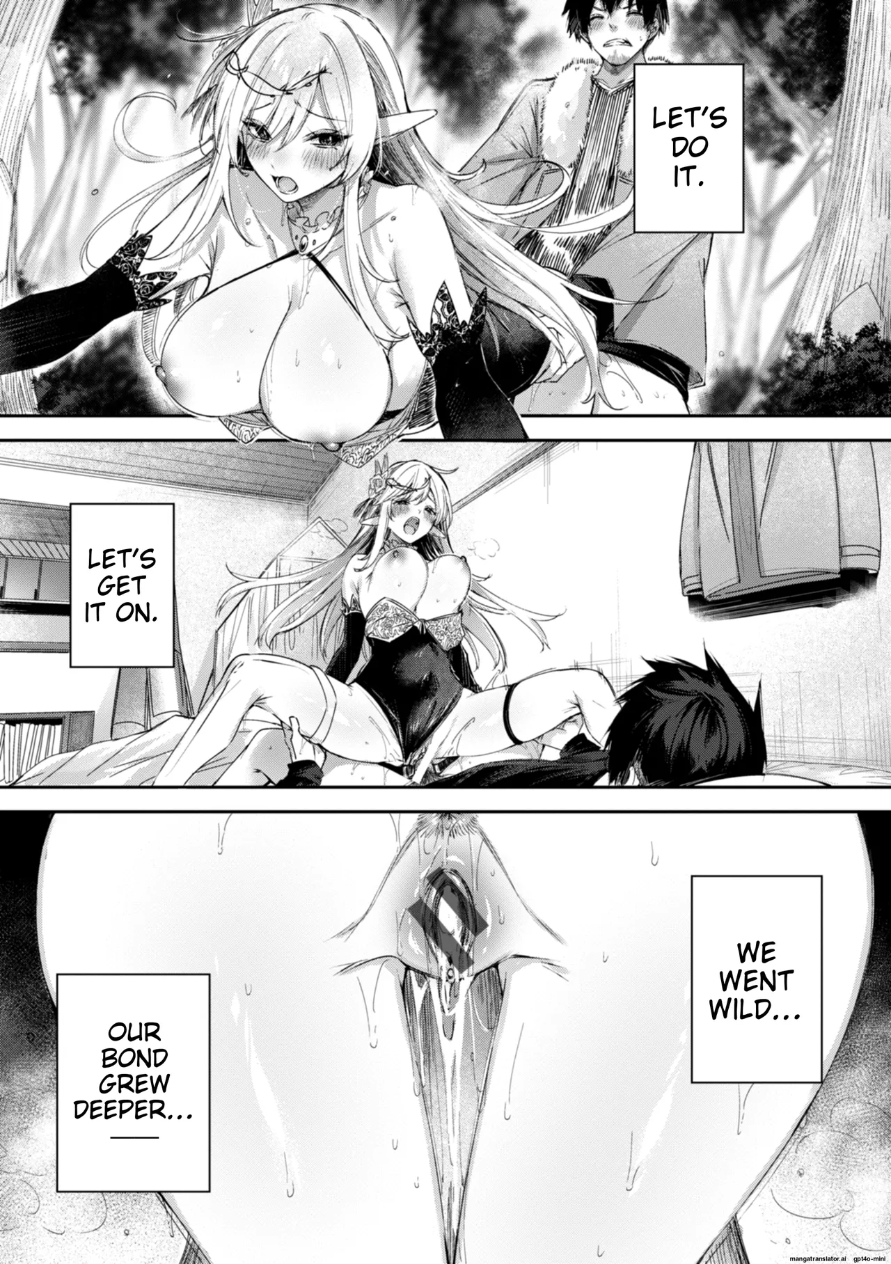 Dokushin Hunter no Deai wa Elf no Mori de | The Single Hunter Meets Girl in The Elven Forest page 76 - rough translation big breasts hentai manga - read online free