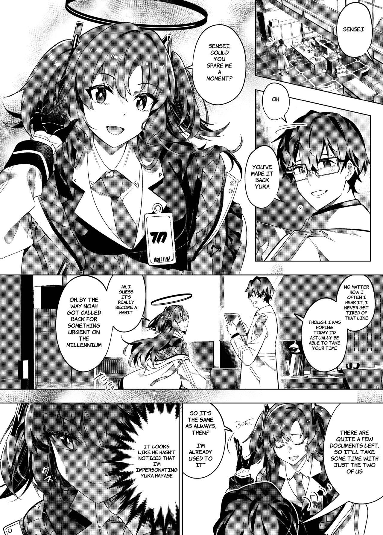 Yuuwaku de Schale Sensei o Yowaraseru Sakusen Blue Archive TSF doujinshi | The Strategy to Weaken Schale Sensei with Temptation page 20 featuring sensei blue archive parody - glasses schoolgirl uniform hentai manga - read online free