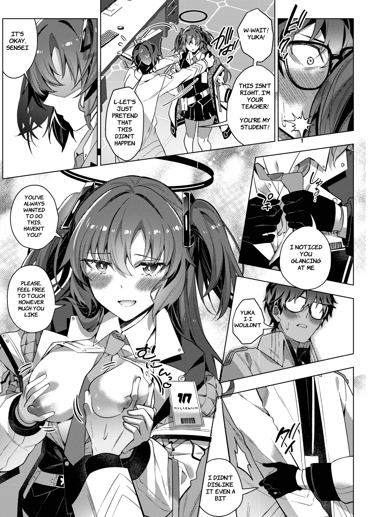 Yuuwaku de Schale Sensei o Yowaraseru Sakusen Blue Archive TSF doujinshi | The Strategy to Weaken Schale Sensei with Temptation page 23 featuring sensei blue archive parody - glasses schoolgirl uniform hentai manga - read online free