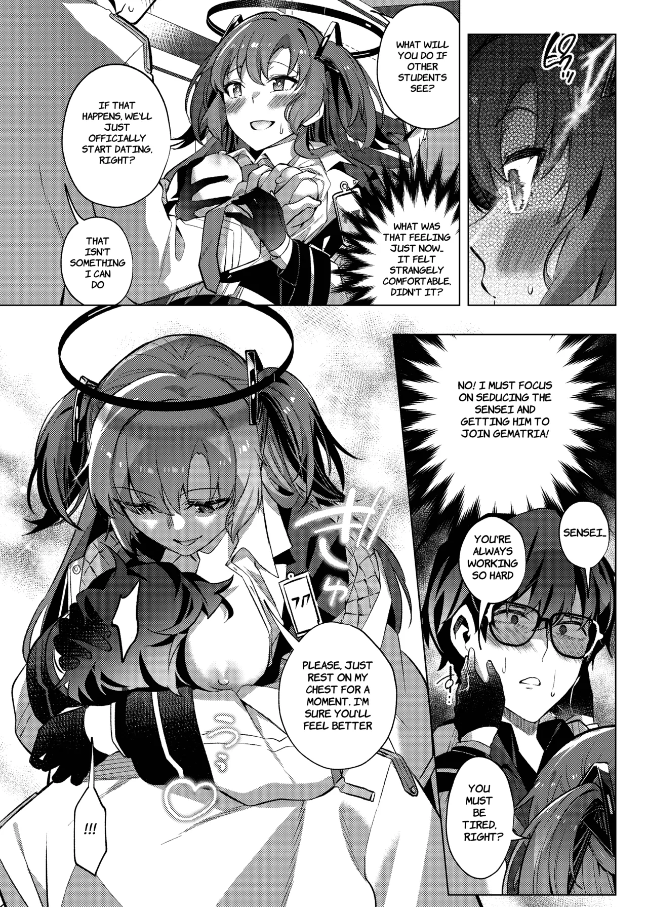 Yuuwaku de Schale Sensei o Yowaraseru Sakusen Blue Archive TSF doujinshi | The Strategy to Weaken Schale Sensei with Temptation page 24 featuring sensei blue archive parody - glasses schoolgirl uniform hentai manga - read online free