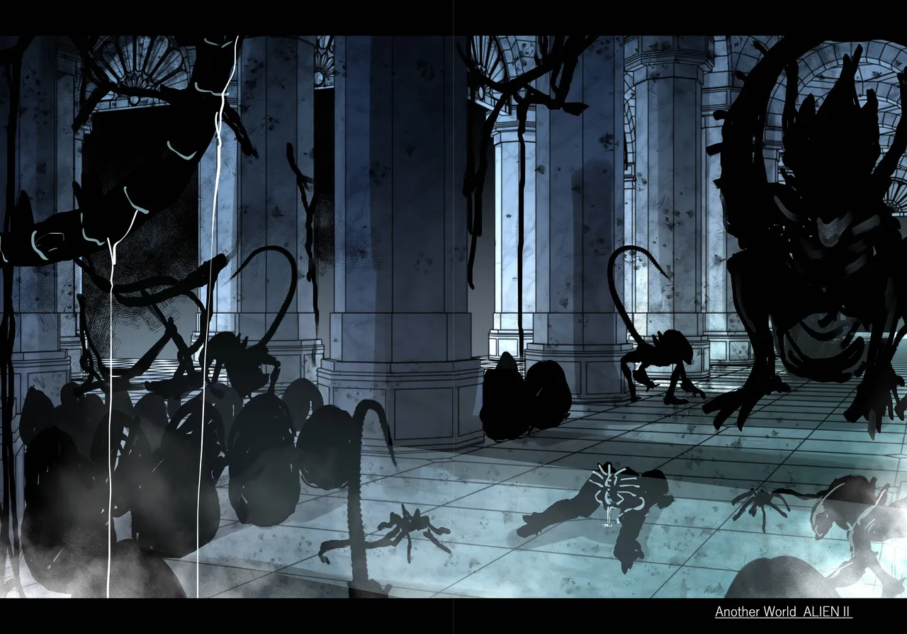 Another World ALIEN II page 48 featuring facehugger aliens parody - anal inflation hentai manga - read online free