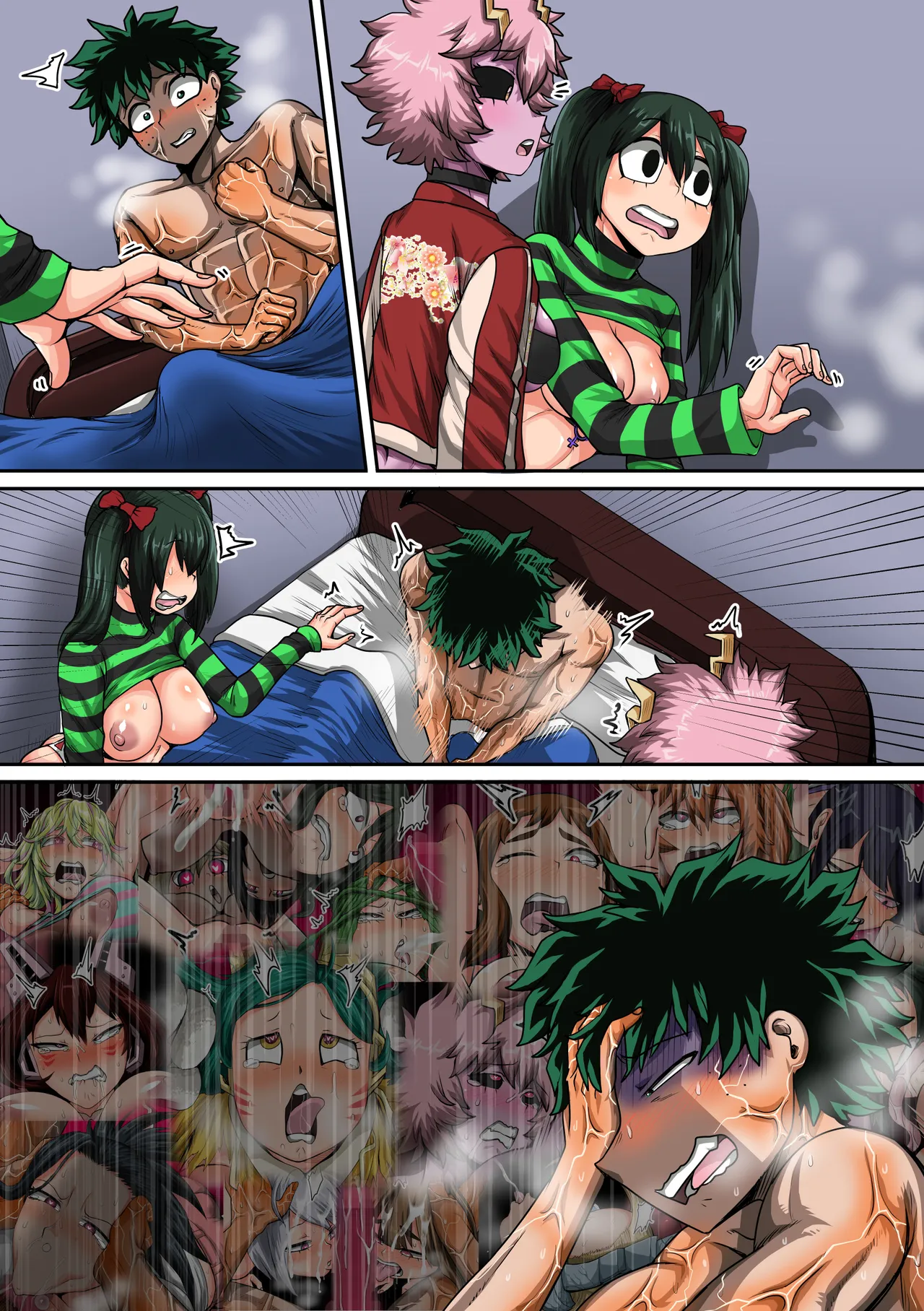 Boku no Harem Academia Ch. 8: Kanojo-tachi no Kesshin page 64 featuring tsuyu asui my hero academia parody - sole male nakadashi hentai manga - read online free