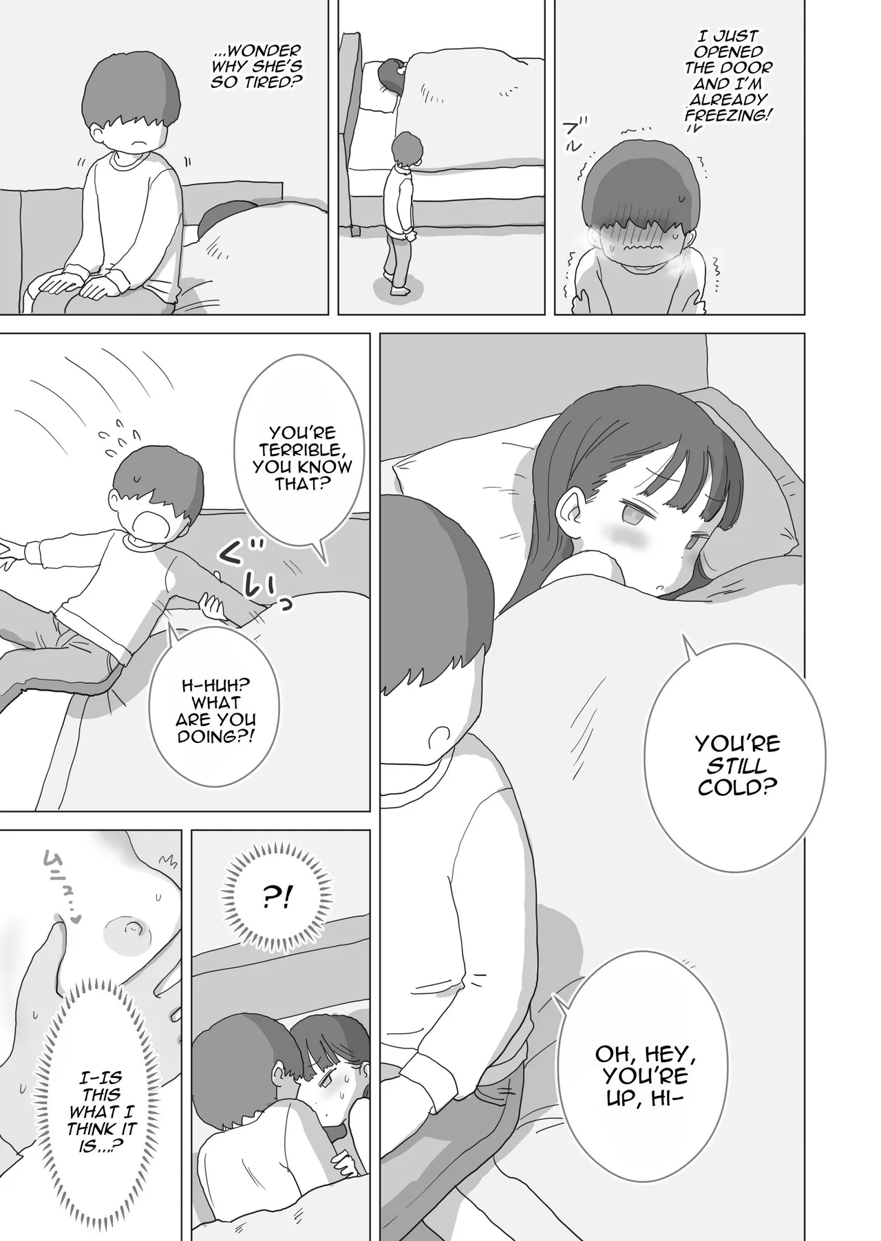 [Hiyashi Makura] Aru Ooyuki no Tsumetai Yoru Boku no Ie no Futon no Naka de Beit-saki no Onnanoko-tachi ga Naisho de Micchaku Atatame Ecchi Shite Kureta. | One Cold Snowy Night, My Colleague Secretly Had Intimate Warm-up Sex With Me Under The Bed Sheets. [English] [Darg777 Translations] page 50 original parody - sole male mosaic censorship hentai manga - read online free