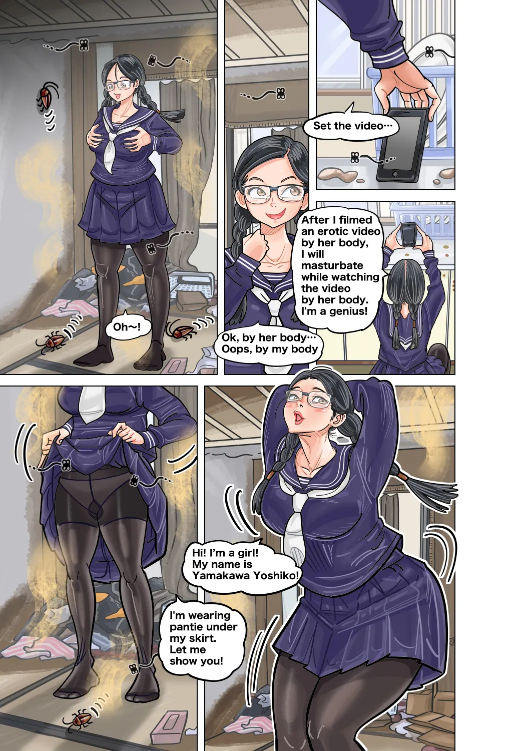 [jpeg] Jimi na Kyonyuu Jogakusei to Kyonyuu-suki Oji-san no Karada Irekawari [English] page 11 - transformation big breasts hentai manga - read online free