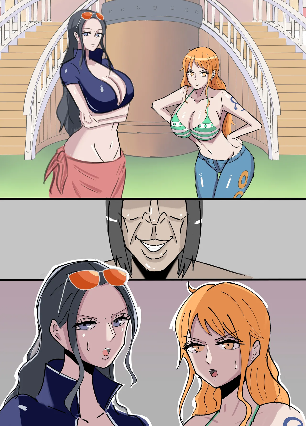 ワンピ×無敵キモ男① page 37 featuring nami one piece parody - big breasts dark skin hentai manga - read online free