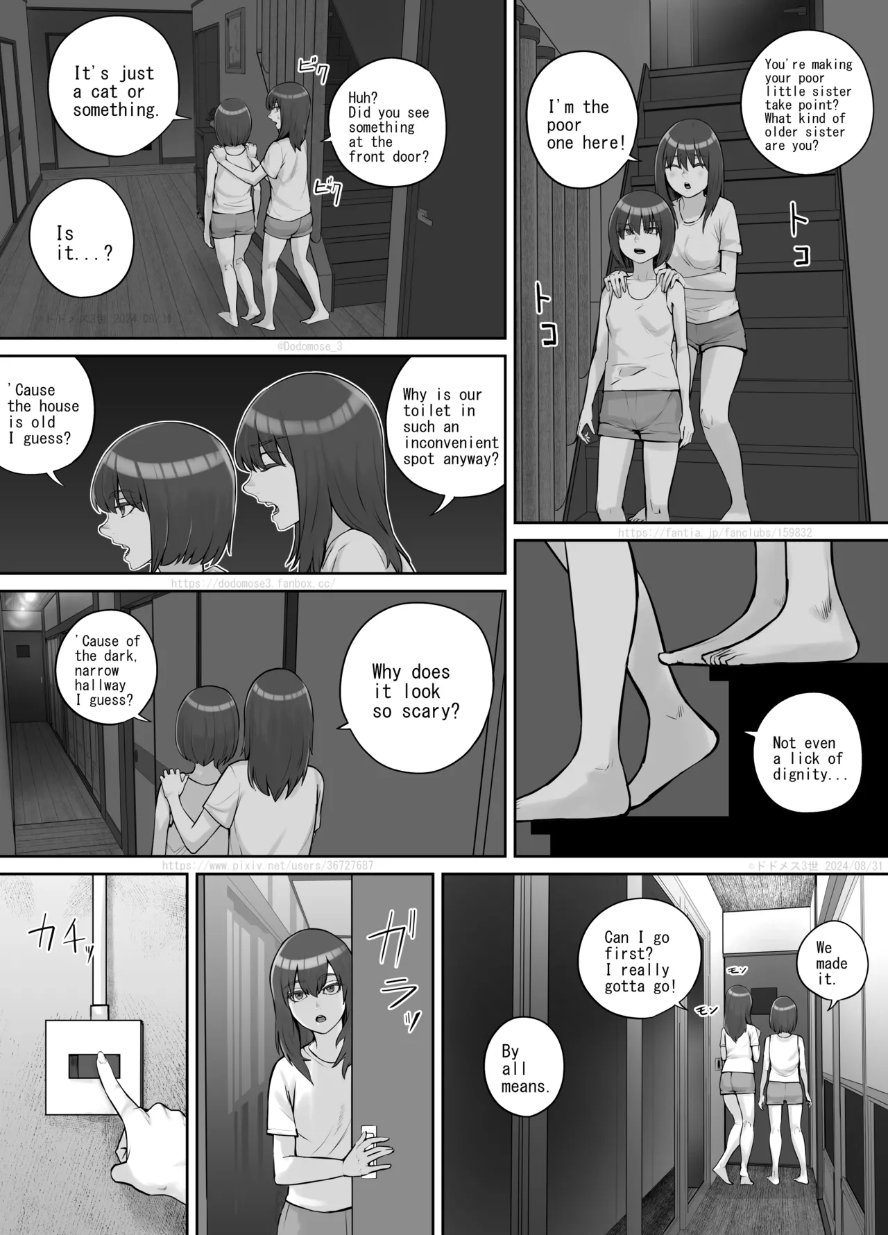 [DODOMESU3SEI] Shinrei Bangumi o Mita Kaya-chan to Saya-chan ga Yachū ni Toire ni Iku Ohanashi [English] page 10 original parody - females only urination hentai manga - read online free