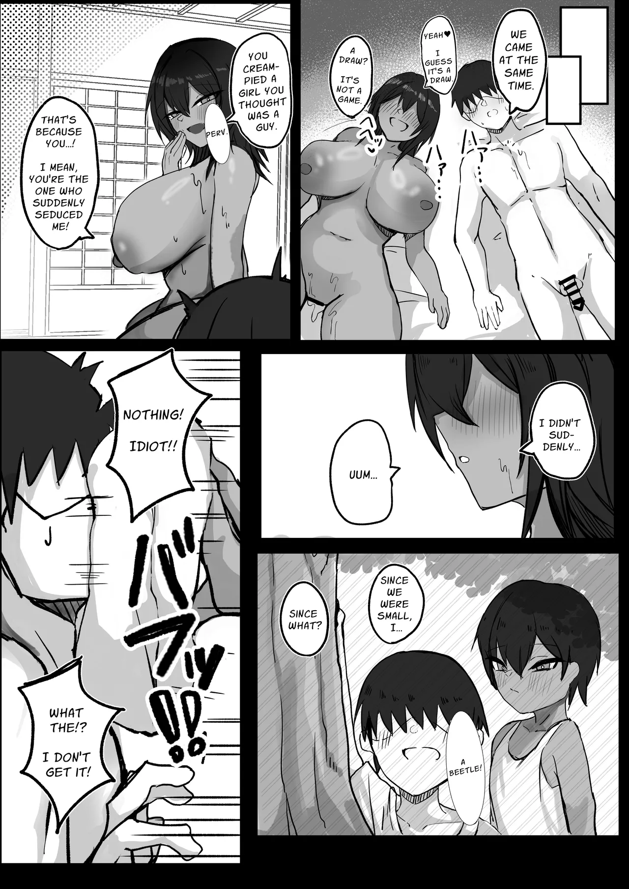 Mukashi Otoko dato Omotteta Kasshoku Bakunyuu Osananajimi to H Suru Hon Zenpen | Sex With My Tanned Busty Friend Who I Used To Think Was A Guy page 37 original parody - sole female sole male hentai manga - read online free