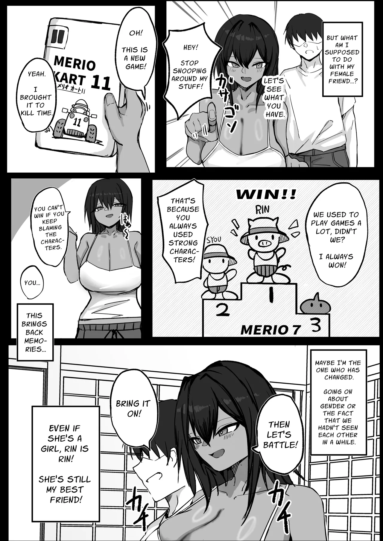 Mukashi Otoko dato Omotteta Kasshoku Bakunyuu Osananajimi to H Suru Hon Zenpen | Sex With My Tanned Busty Friend Who I Used To Think Was A Guy - Page 7