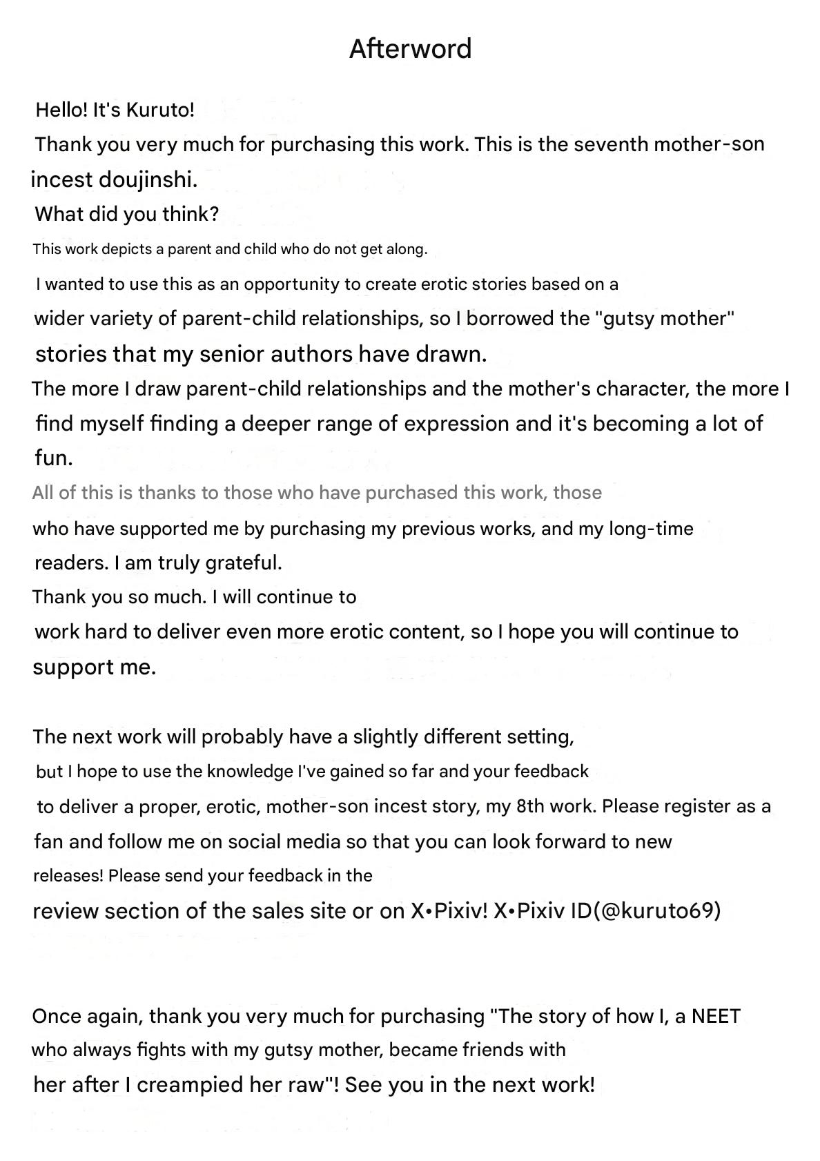 [Kuruto] Kimottama Kaa-chan to Kenka Bakari no Neet no Ore ga Kaa-san ni Nakadashi shite kara Nakayoku natta Hanashi - A story about How I, A NEET Who Always Fought with My Gutsy Mother, [English][DarklordMTLs] page 54 original parody - sole female sole male hentai manga - read online free