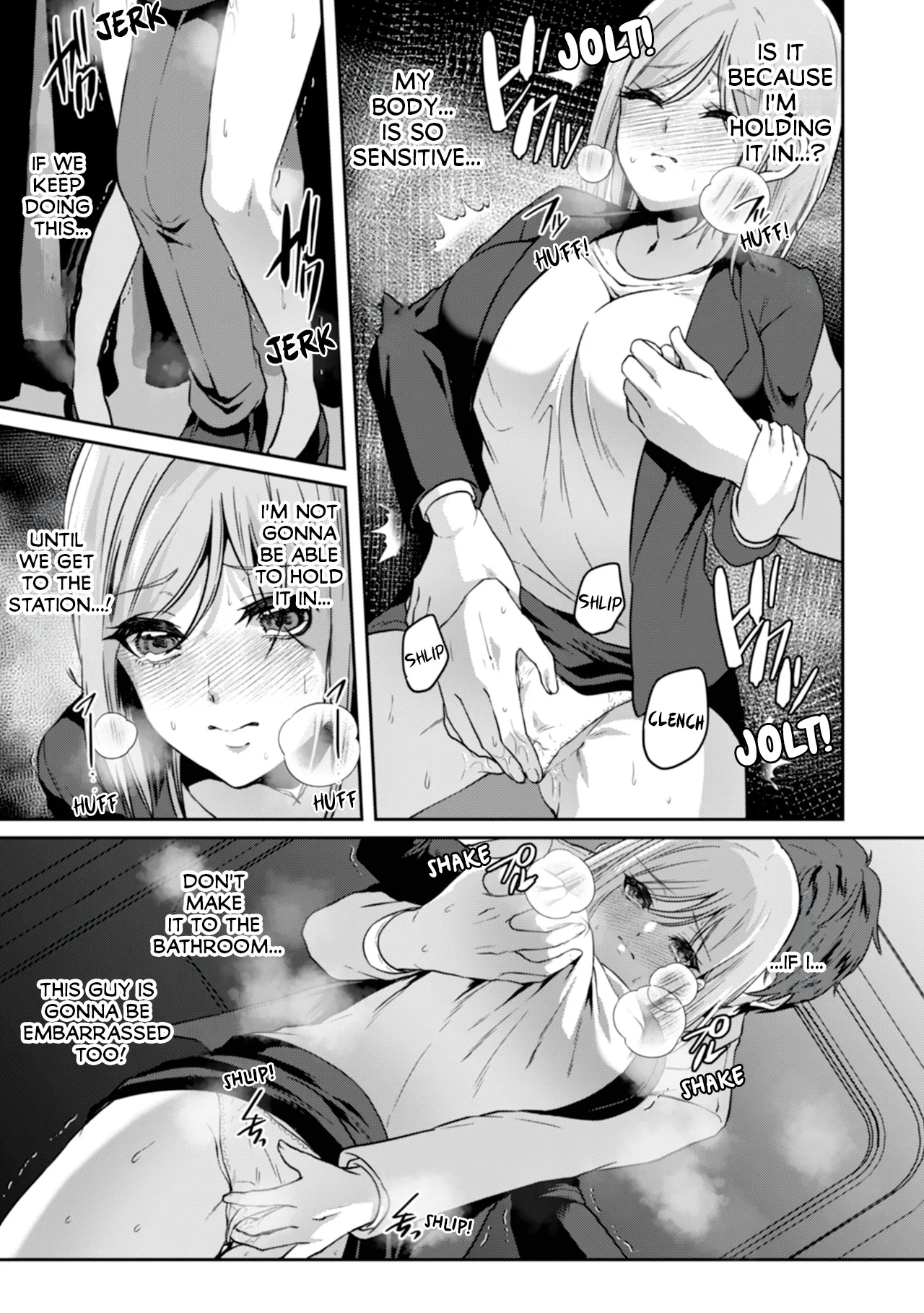 Manin Densha de Shikkin Sunzen!? Chikan Danshi no Ijiwaru na Yubi de Ikasare Tsuzuketa OL | Almost Pissing on a Crowded Train?! #1-10 page 17 - full censorship big breasts hentai manga - read online free
