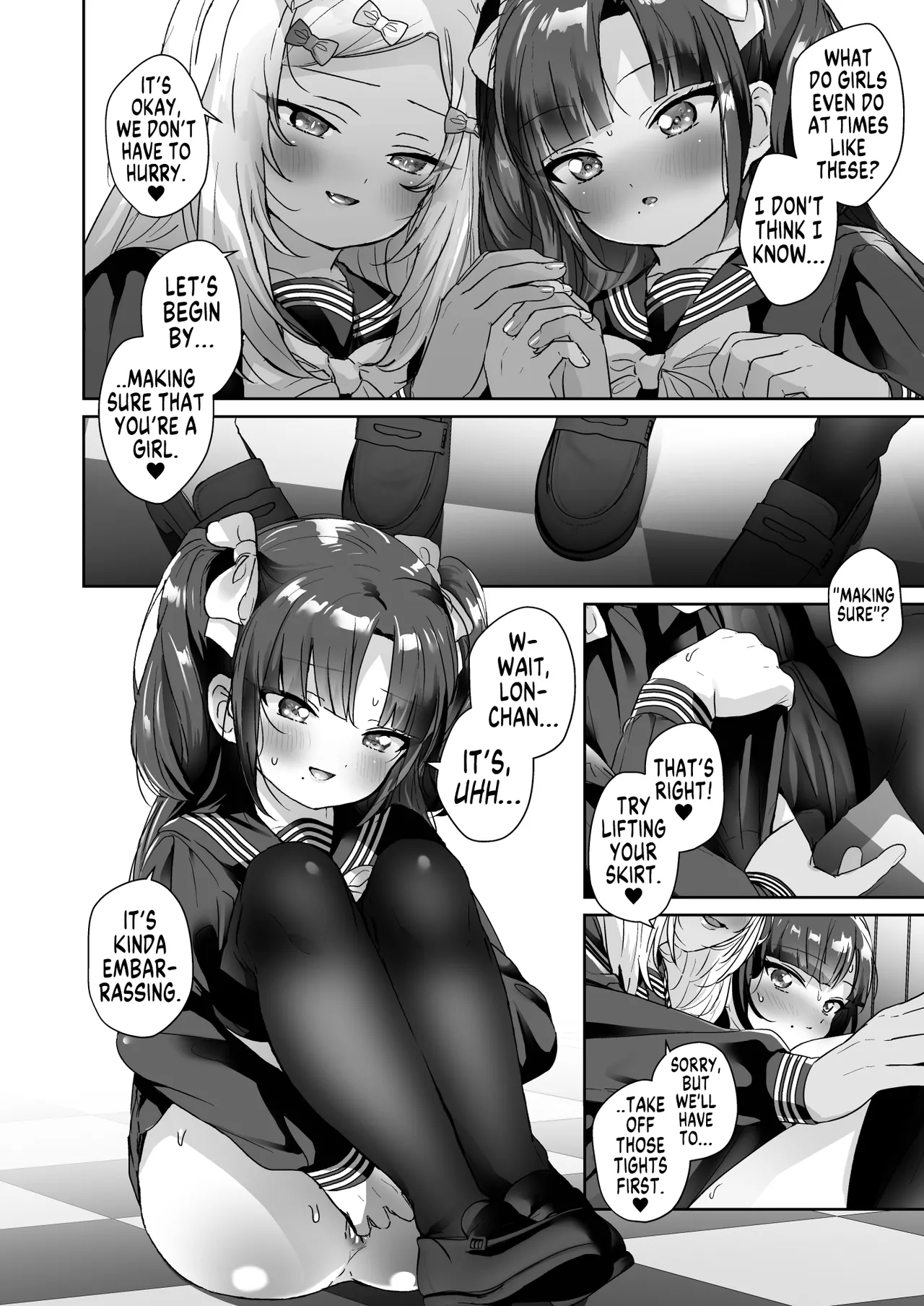 [Koko de Chikubi o Hitotsumami (Juurouta)] Shoujo Ochi -Ron-chan to Hajimete Course- | Falling for Being a Girl: My First Session With Lon-chan [English] [GTF] [Digital] page 11 original parody - females only schoolgirl uniform hentai manga - read online free