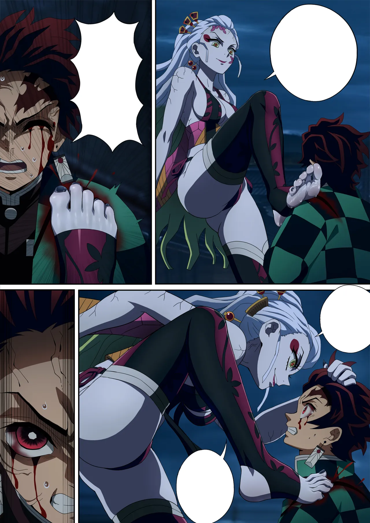 Daki’s Blood Demon Art: Trample 堕姫の血鬼術・紅蓮践踏 page 50 featuring tanjirou kamado kimetsu no yaiba parody - sole male full color hentai manga - read online free