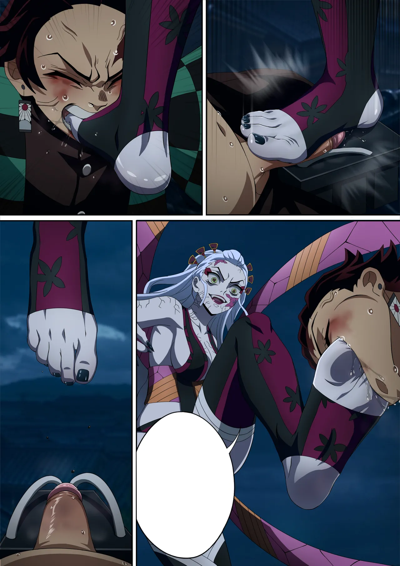 Daki’s Blood Demon Art: Trample 堕姫の血鬼術・紅蓮践踏 page 60 featuring tanjirou kamado kimetsu no yaiba parody - sole male full color hentai manga - read online free