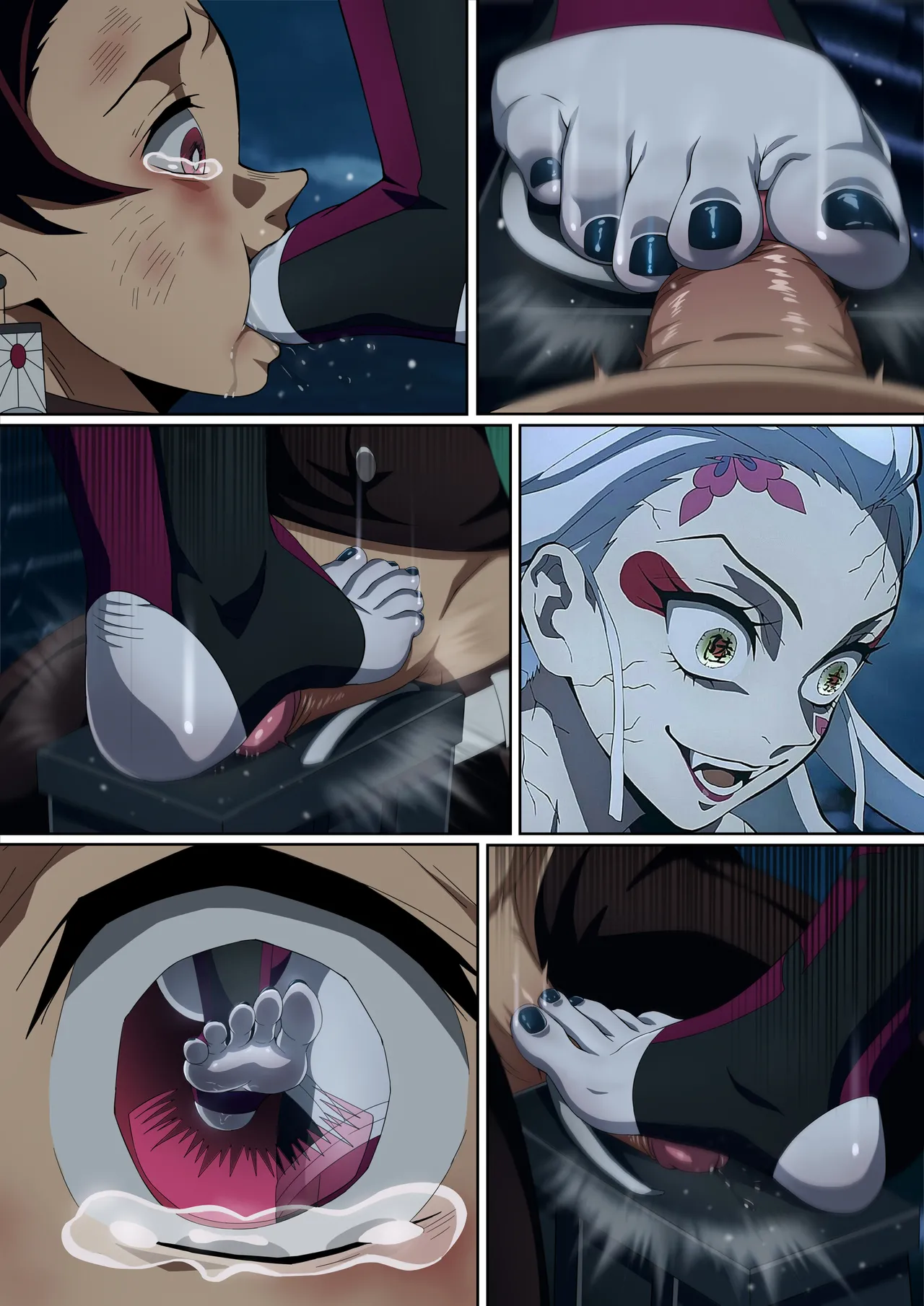 Daki’s Blood Demon Art: Trample 堕姫の血鬼術・紅蓮践踏 page 61 featuring tanjirou kamado kimetsu no yaiba parody - sole male full color hentai manga - read online free