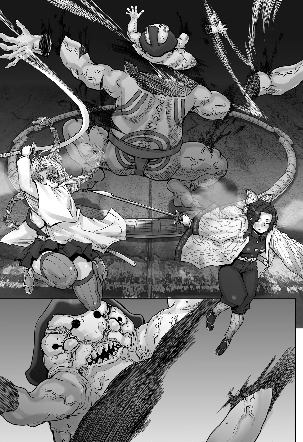 Zenra ni Mawashi de Sumou o Toranai to Derarenai Heya page 45 featuring shinobu kochou kimetsu no yaiba parody - hairy big breasts hentai manga - read online free