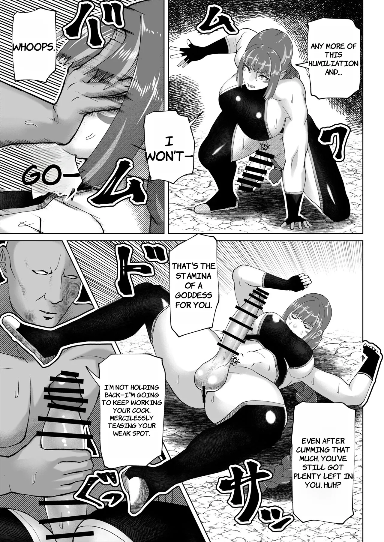 [bekobeko] Jinrui o Mikudashiteru Sondai na Futanari Aku Megami ga Oji-san ni Zanpai suru Hanashi - ENGLISH AI TRANSLATED page 12 original parody - muscle ponytail hentai manga - read online free