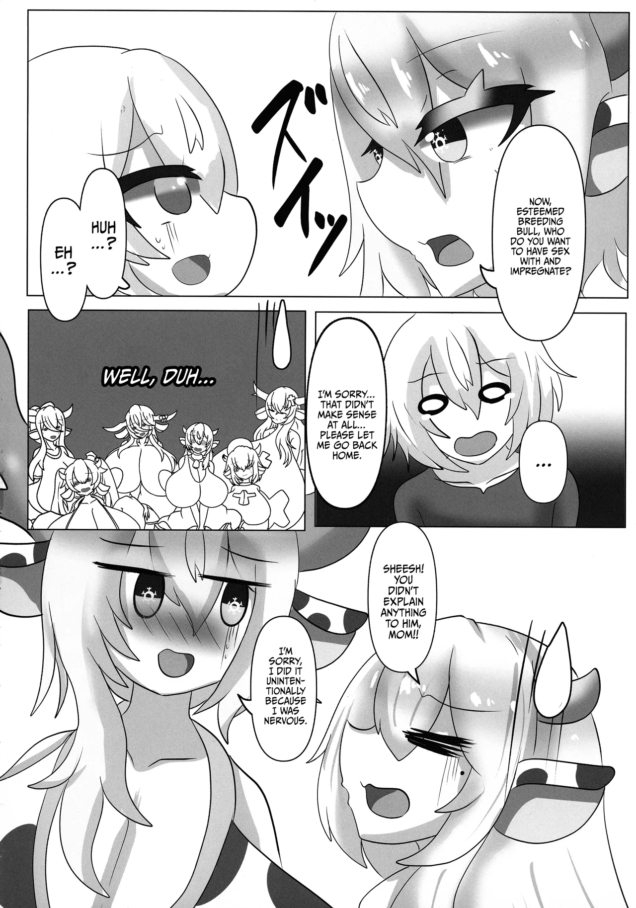 (C105) [Mellowsanchi (Amakaze Mellow)] HaraUshi Haramasete sukue Shounen to Nana-ri no Bakunyuu Ushiko | HaraUshi - Rescue by Impregnation! The Boy and the Seven Busty Cowgirls [English] {Doujins.com} page 18 original parody - sole male paizuri hentai manga - read online free