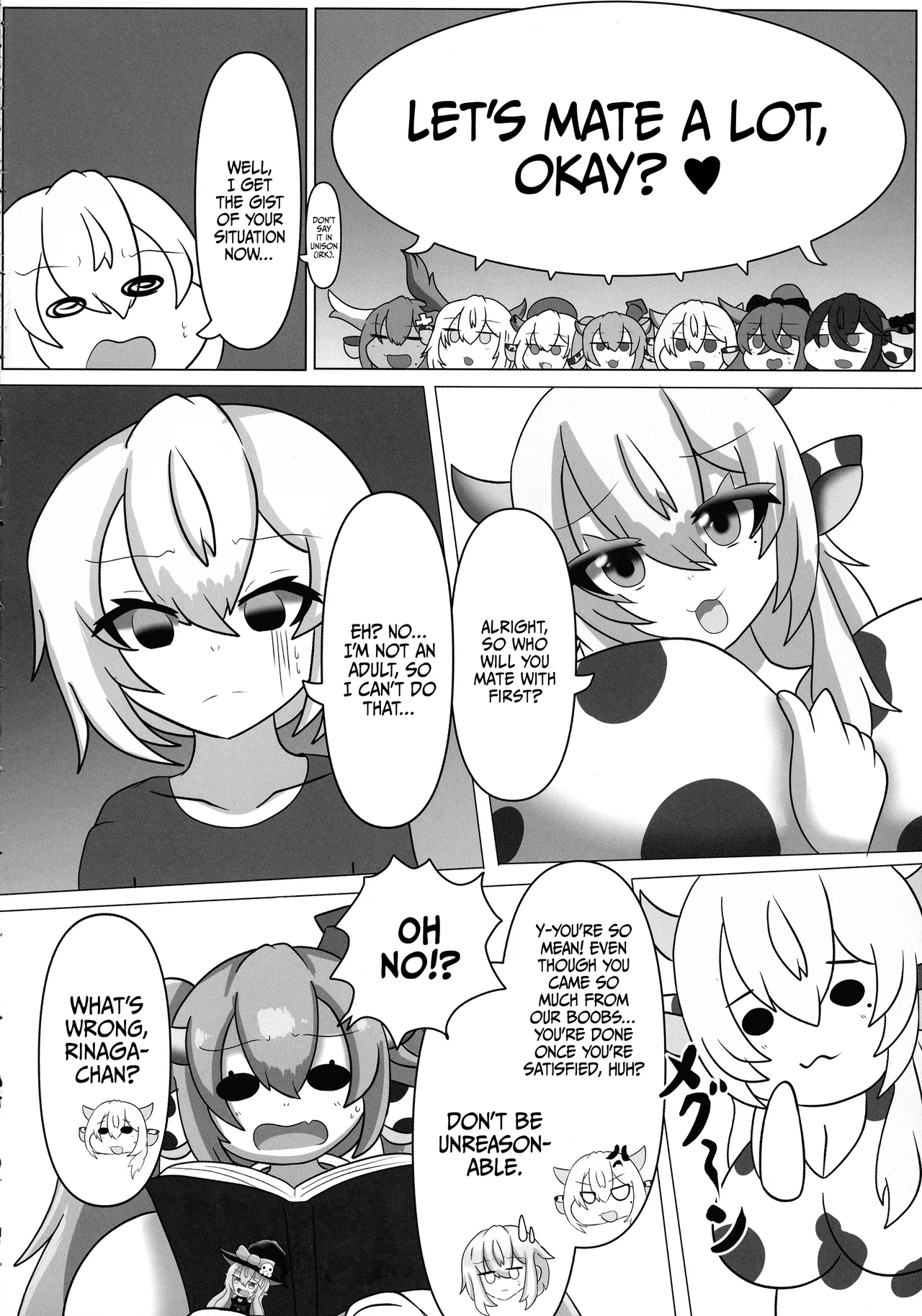 (C105) [Mellowsanchi (Amakaze Mellow)] HaraUshi Haramasete sukue Shounen to Nana-ri no Bakunyuu Ushiko | HaraUshi - Rescue by Impregnation! The Boy and the Seven Busty Cowgirls [English] {Doujins.com} page 22 original parody - sole male paizuri hentai manga - read online free