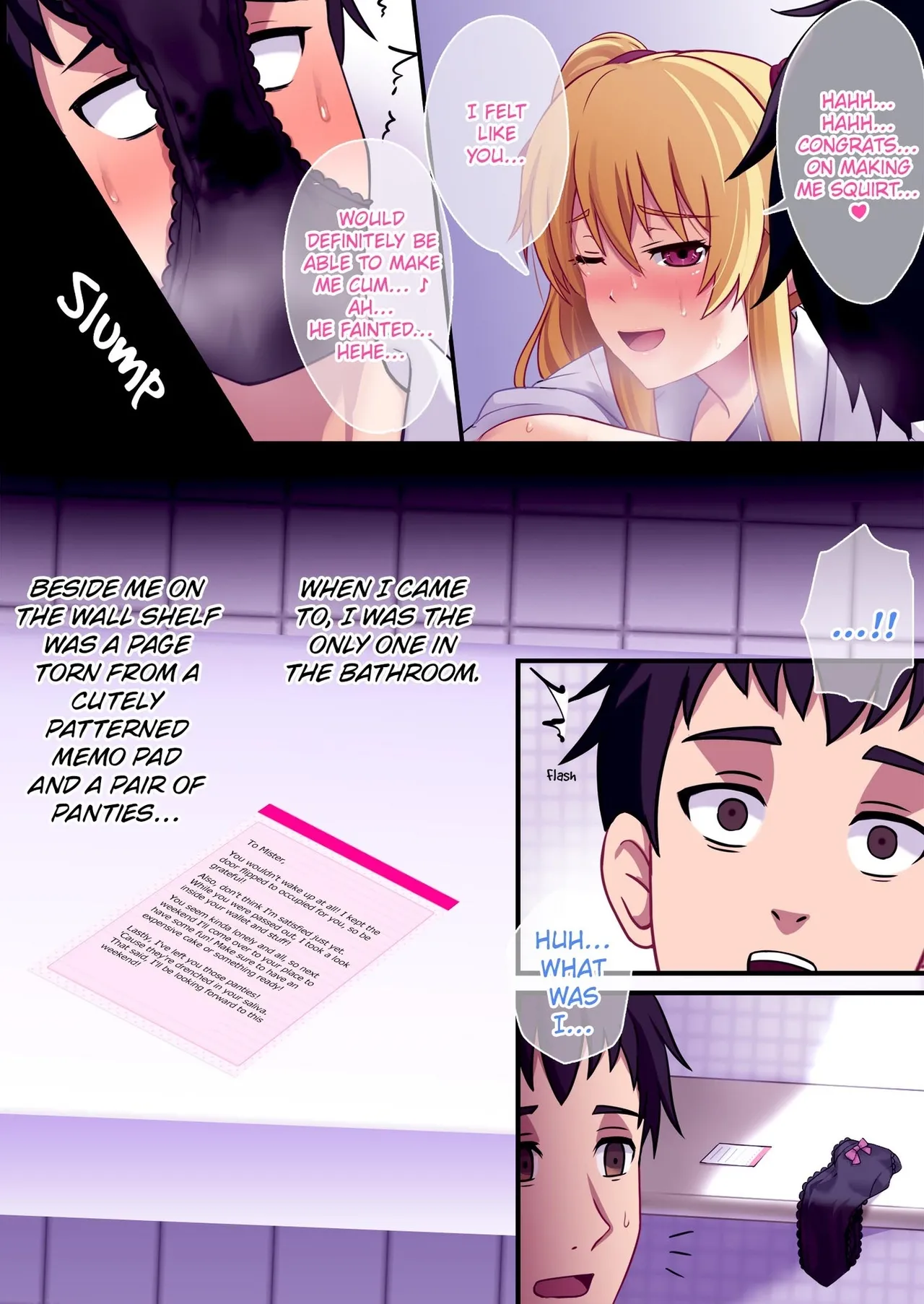 Kyouyuu Toilet de JK ni Sakuseisarete Shofuki Shichatta Ryman no Hanashi. | Sprayed on and Squeezed by a High School Girl in the Bathroom. page 22 original parody - nakadashi femdom hentai manga - read online free