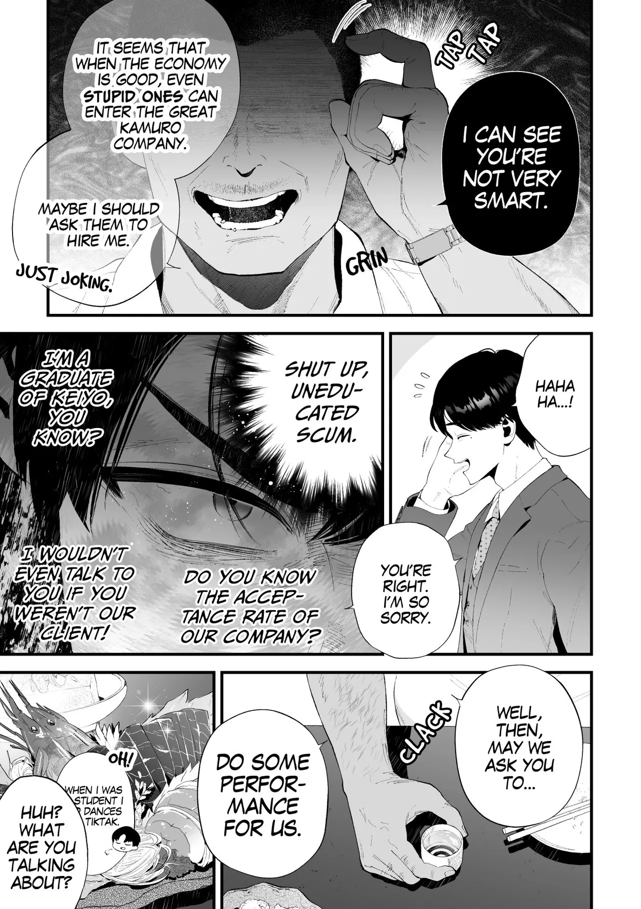 Kuzu na Elite Shinnyuu Shain-kun Kyousei Chinpo Marudashi Enkaigei de Buzama Ochi | The Unsightly Nude Performance of an Elite Employee page 15 original parody - beauty mark mosaic censorship hentai manga - read online free