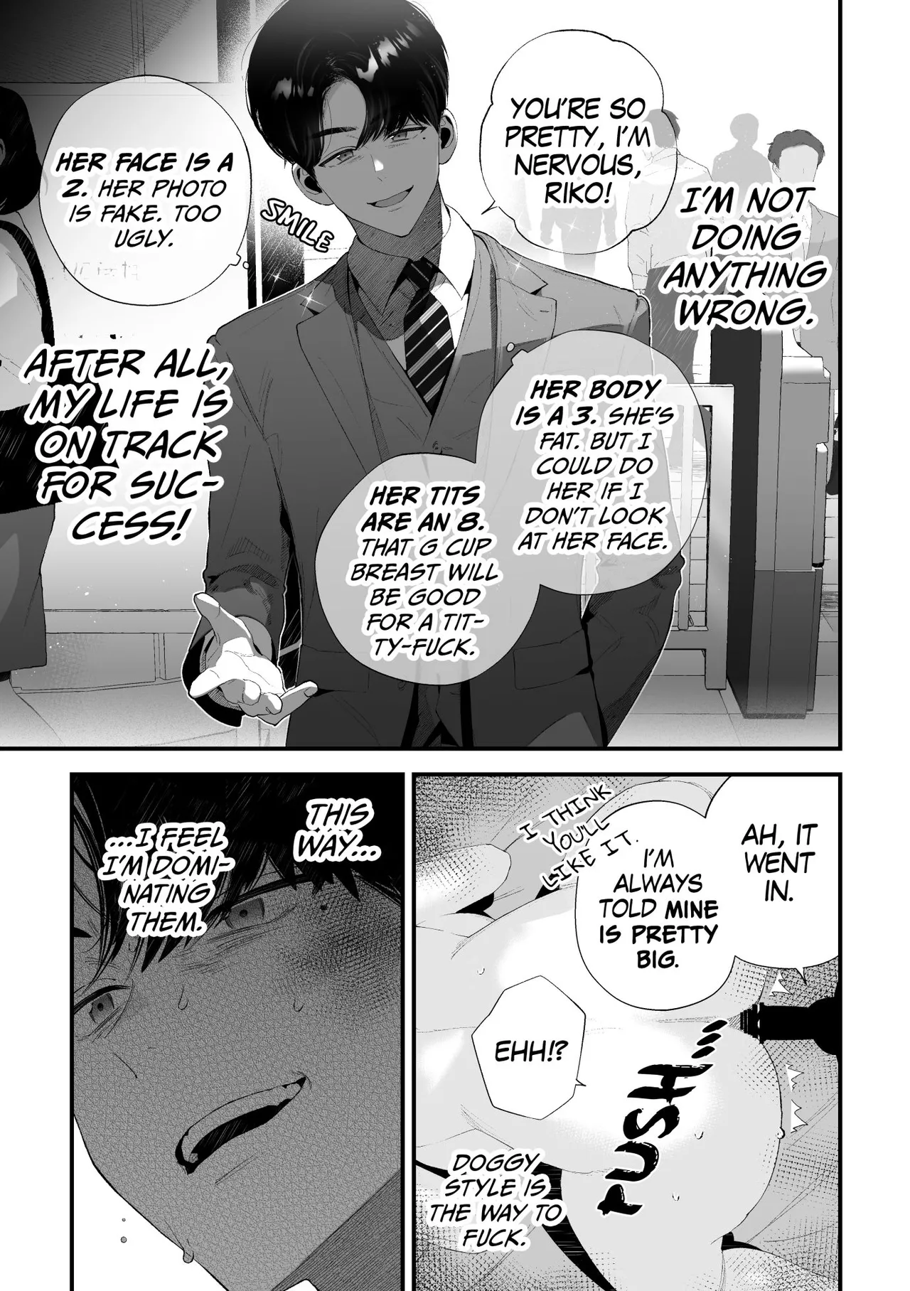 Kuzu na Elite Shinnyuu Shain-kun Kyousei Chinpo Marudashi Enkaigei de Buzama Ochi | The Unsightly Nude Performance of an Elite Employee page 9 original parody - beauty mark mosaic censorship hentai manga - read online free
