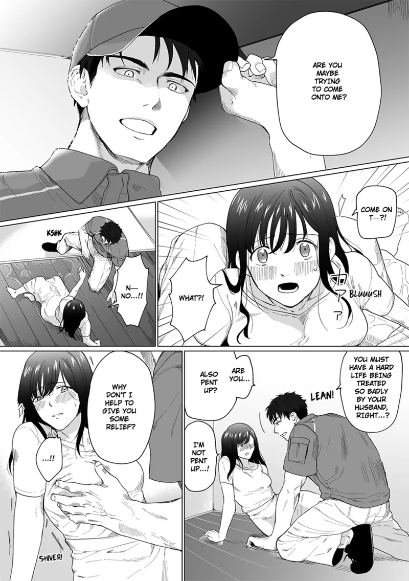 [Matsukawa Kiiro] Oku-san, Nimotsu ga Todoiteimasu. ~Takuhai Danshi ni Semarareru Hitozuma~ 1 | Ma'am, You Have a Package! The Housewife Who's Seduced by the Delivery Man 1 [English] page 10 - milf kissing hentai manga - read online free