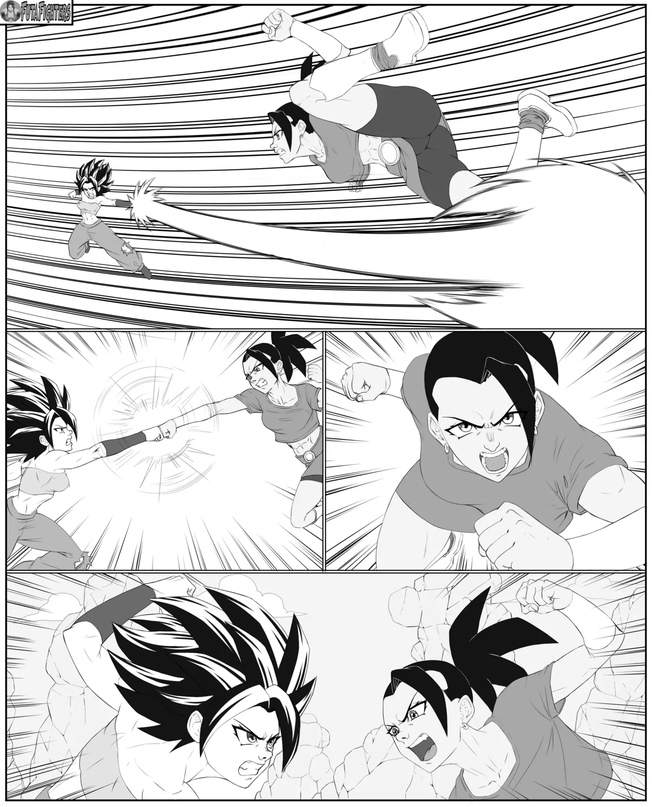 Caulifla vs Kale FutaFighters ongoing page 28 featuring kale dragon ball z parody - shemale catfight hentai manga - read online free