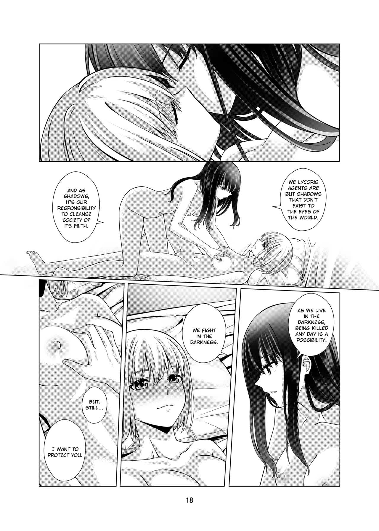 My Sweet Bodyguard page 19 featuring chisato nishikigi lycoris recoil parody - yuri kissing hentai manga - read online free