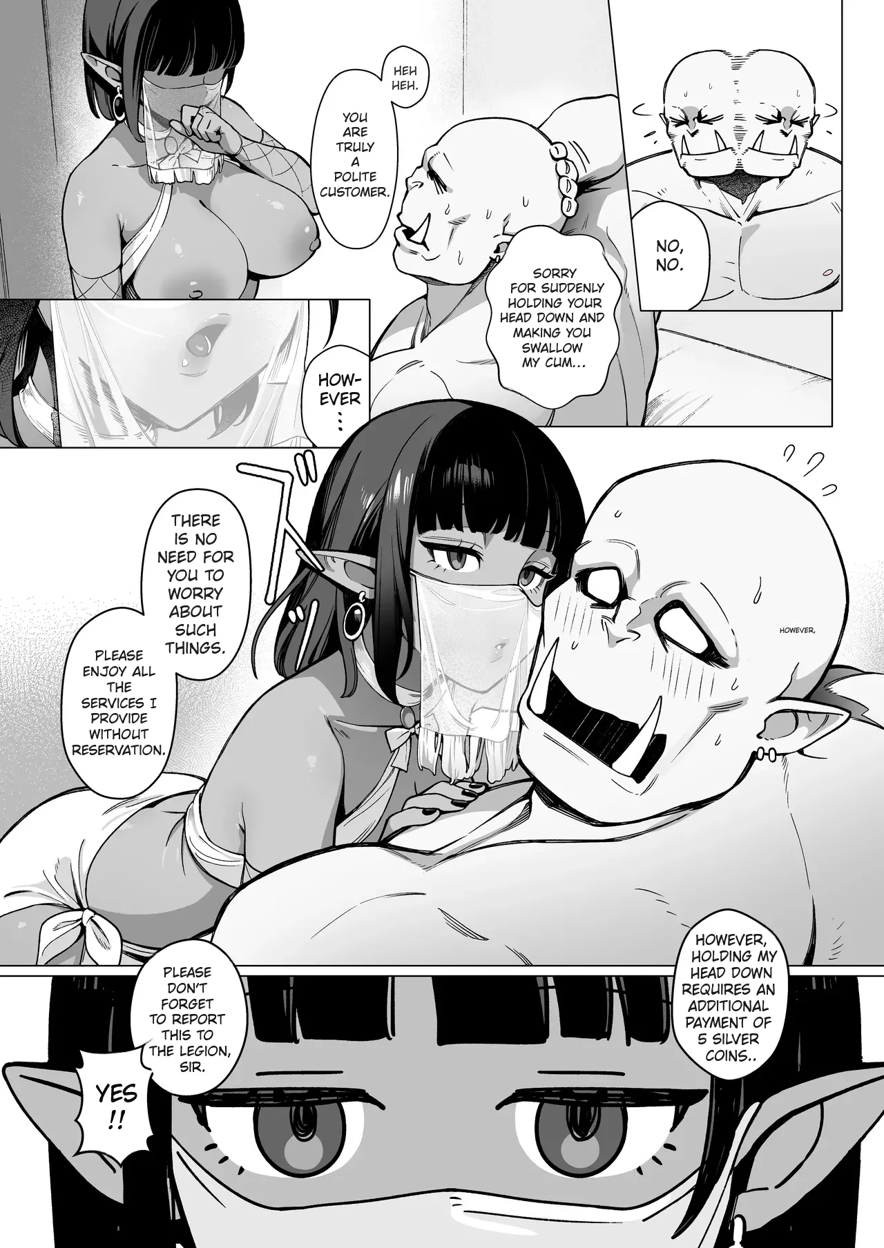 [(Sencha Bashira, Mugicha Bashira)] Fairy Brothel (Volume 1): The Virgin Orc Assigned To The Dark Skinned Elf [English] [Ertuwoop Scan Translation] page 15 original parody - elf sweating hentai manga - read online free