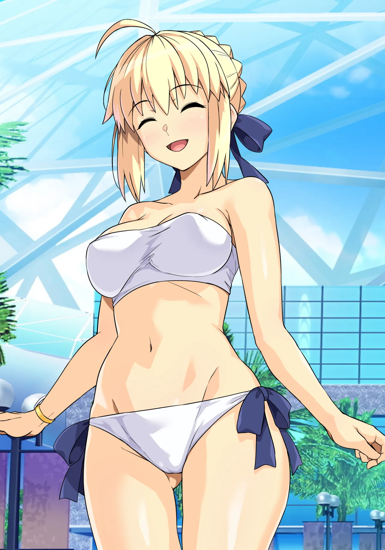 Saber-san Yarimoku Nanpamachi Pool Hen + Omake Mini CG Shuu page 66 featuring rin tosaka fate stay night parody - kissing swimsuit hentai manga - read online free
