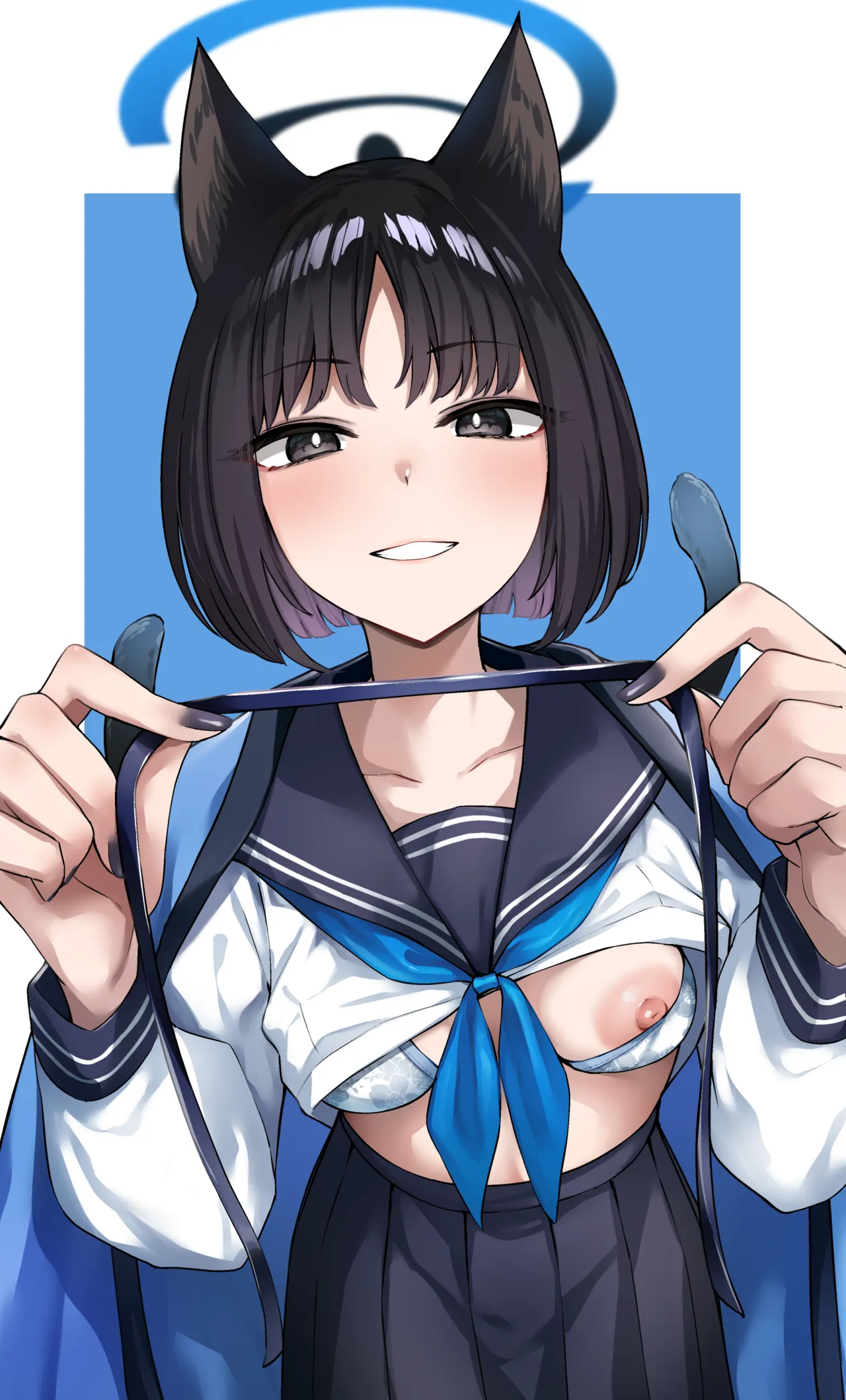 Musunda Ribbon page 53 featuring sensei blue archive parody - schoolgirl uniform catgirl hentai manga - read online free