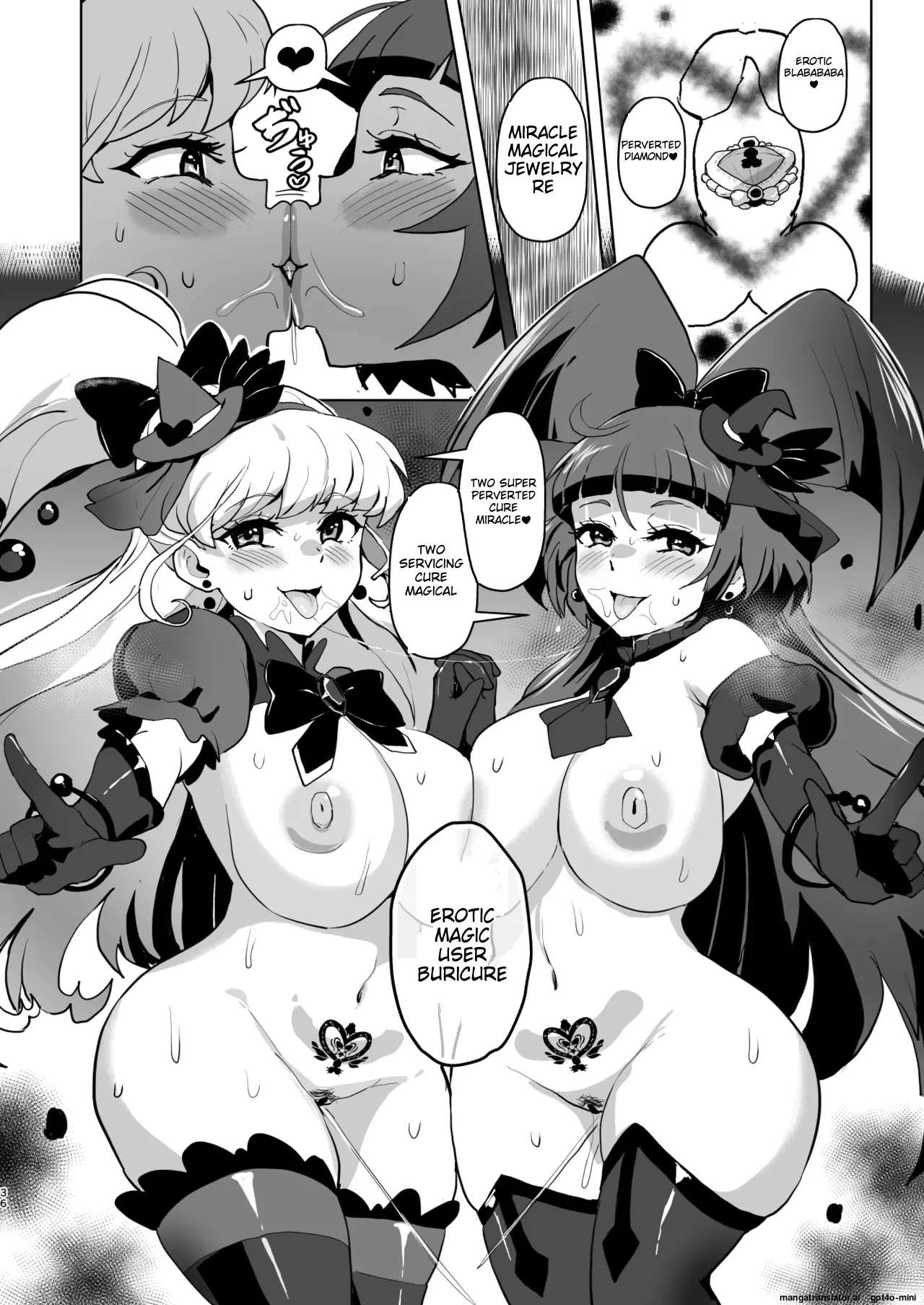 Ima Goshujin-sama Daisuki no Dosukebe Ero Mahou Tsukai tte Iimashita!? page 36 featuring cure miracle maho girls precure parody - squirting futanari hentai manga - read online free