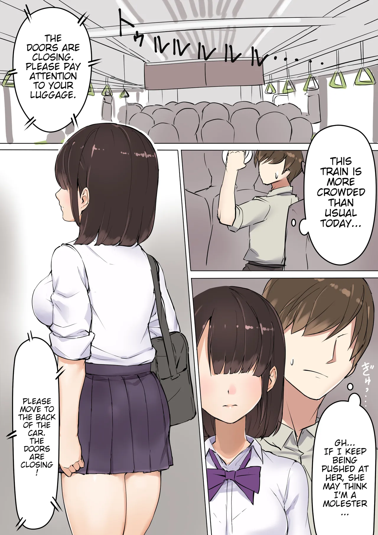 Page 2 of [Asuka Shinozaki] Inran Chijo JK ni Manin Densha de Gyaku Chikan Sareta Ato Hotel de Seigangu ni Sareta | After Being Reverse-Molested on a Crowded Train by a Lewd High School Girl, I Was Used Like a Sex Toy in a Love Hotel. [English] [Poranya]