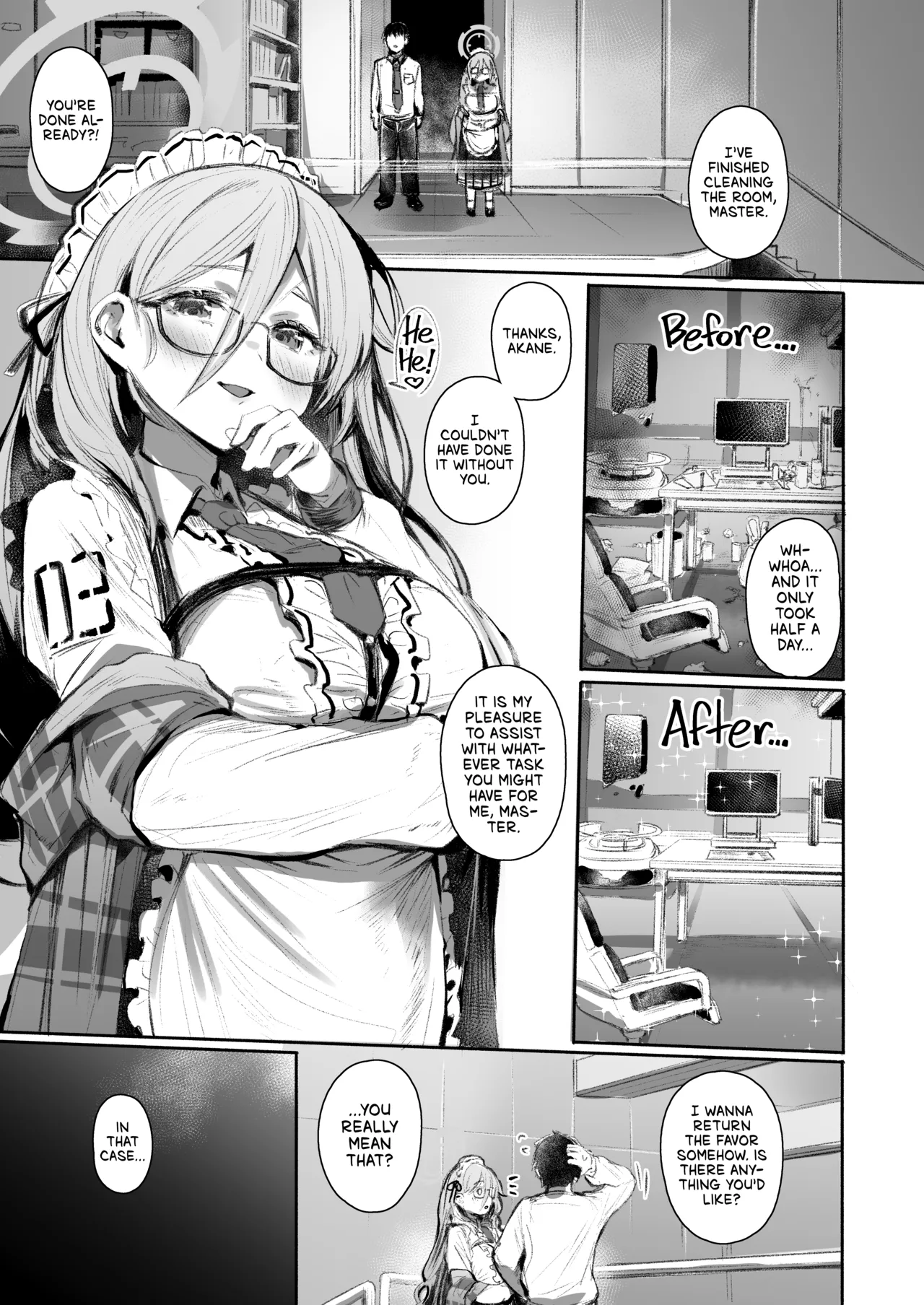 Page 2 of Extra Service Shuujitsu Mitchaku Noukou Houshi | Extra Service: Tender Loving Care, All Day Long
