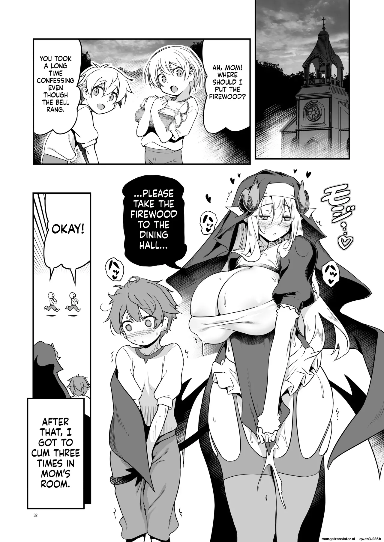 Page 32 of Nandemo Yarasetekureru Amafuwa Sister Succubus Zange Shasei