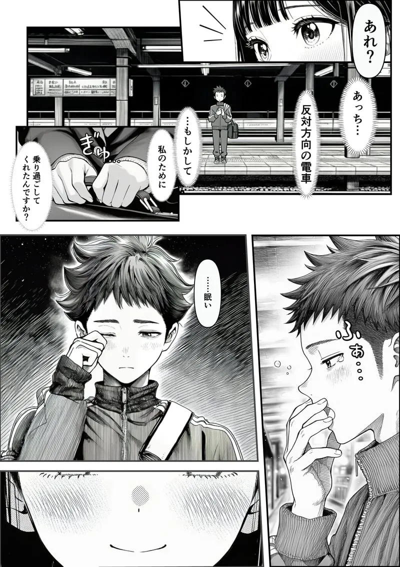 Page 11 of [Yoakubi Shoutai] Densha de Nandomo Kata ni Motarekakatte Kuru Onnanoko to, Kozukuri Sex Shite Shimatta [AI Generated]