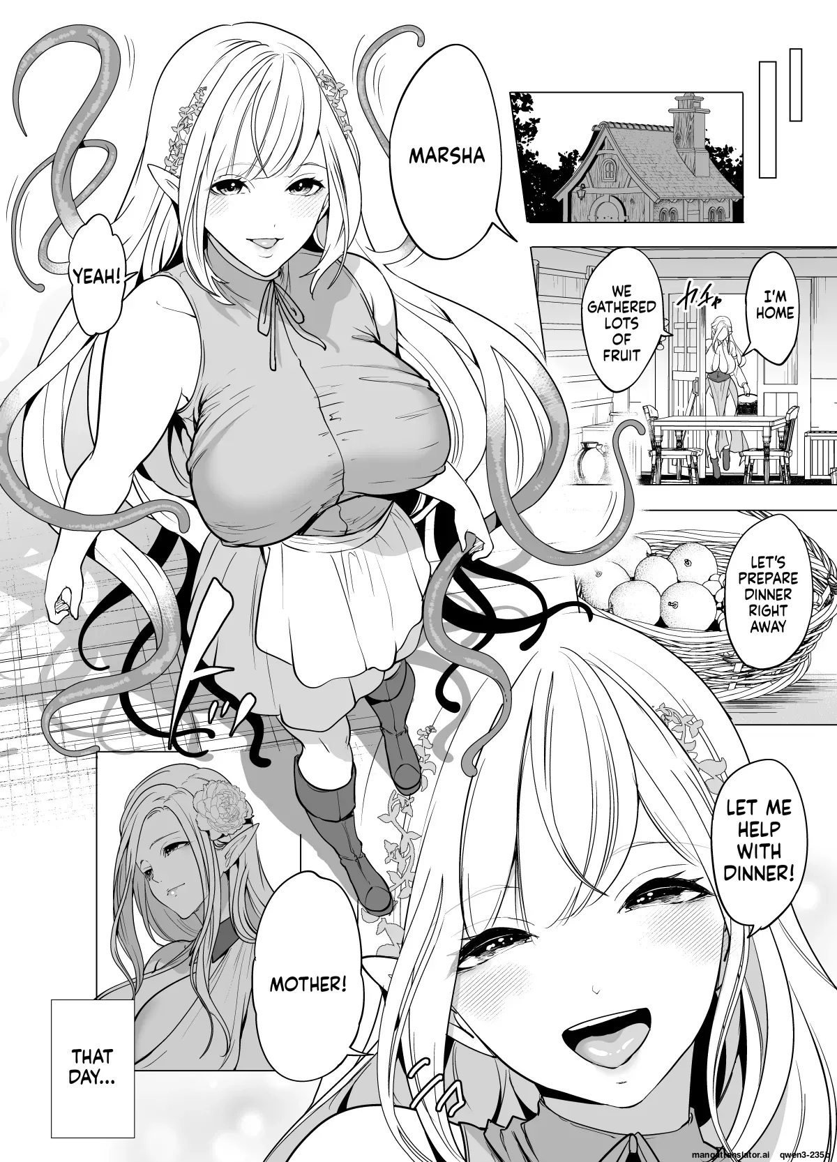 Page 5 of [Miyahara Ayumu] Shokushu to Kankaku Kyouyuu shite Hara nda Elf Oyako no Junan [English] [SCANMTL]