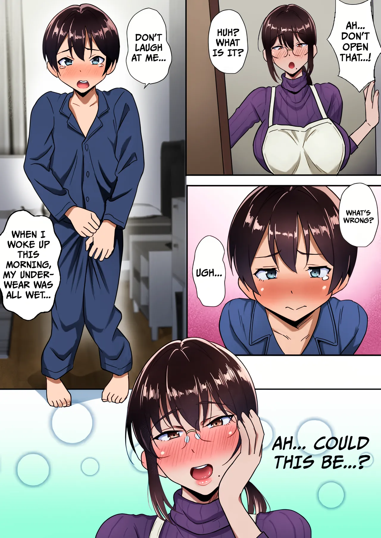 Page 4 of [Hot Mikan (Kishimen)] Binbou Gurashi na Boshi Katei no Oyako Koubi wa Kimochi Ii. | Mother & Son Bonding in a Poor Single-Parent Household Feels Good [English] [Colorize]
