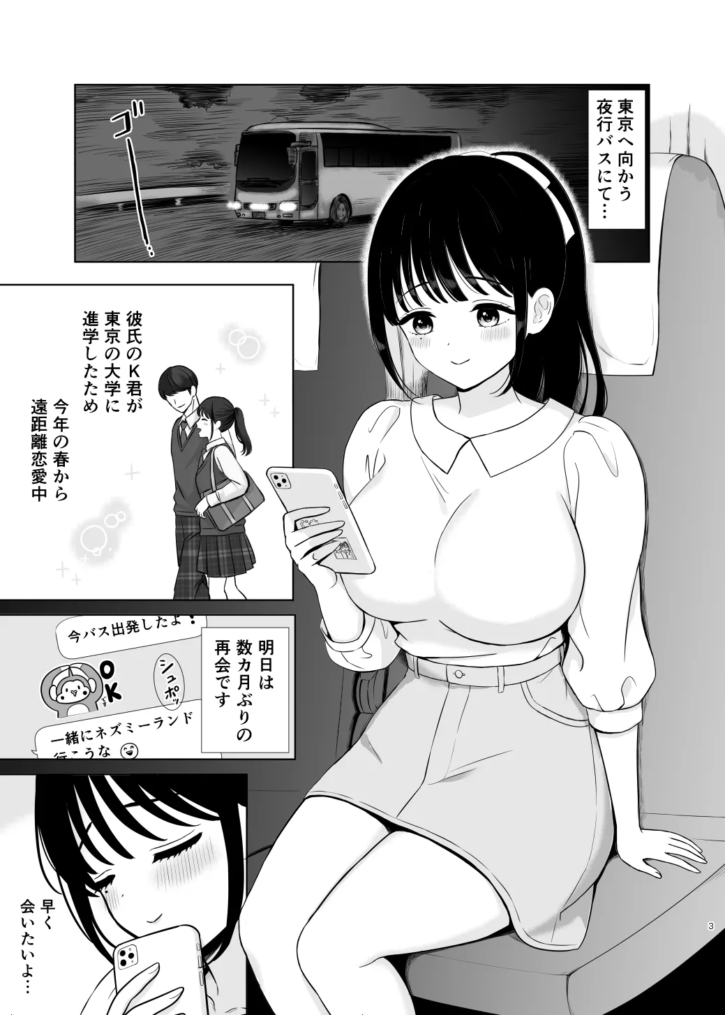 Page 3 of seisokei joshi, yakō basu de netora re 〜 Tokyo e mukau yakou basu no naka de 〜