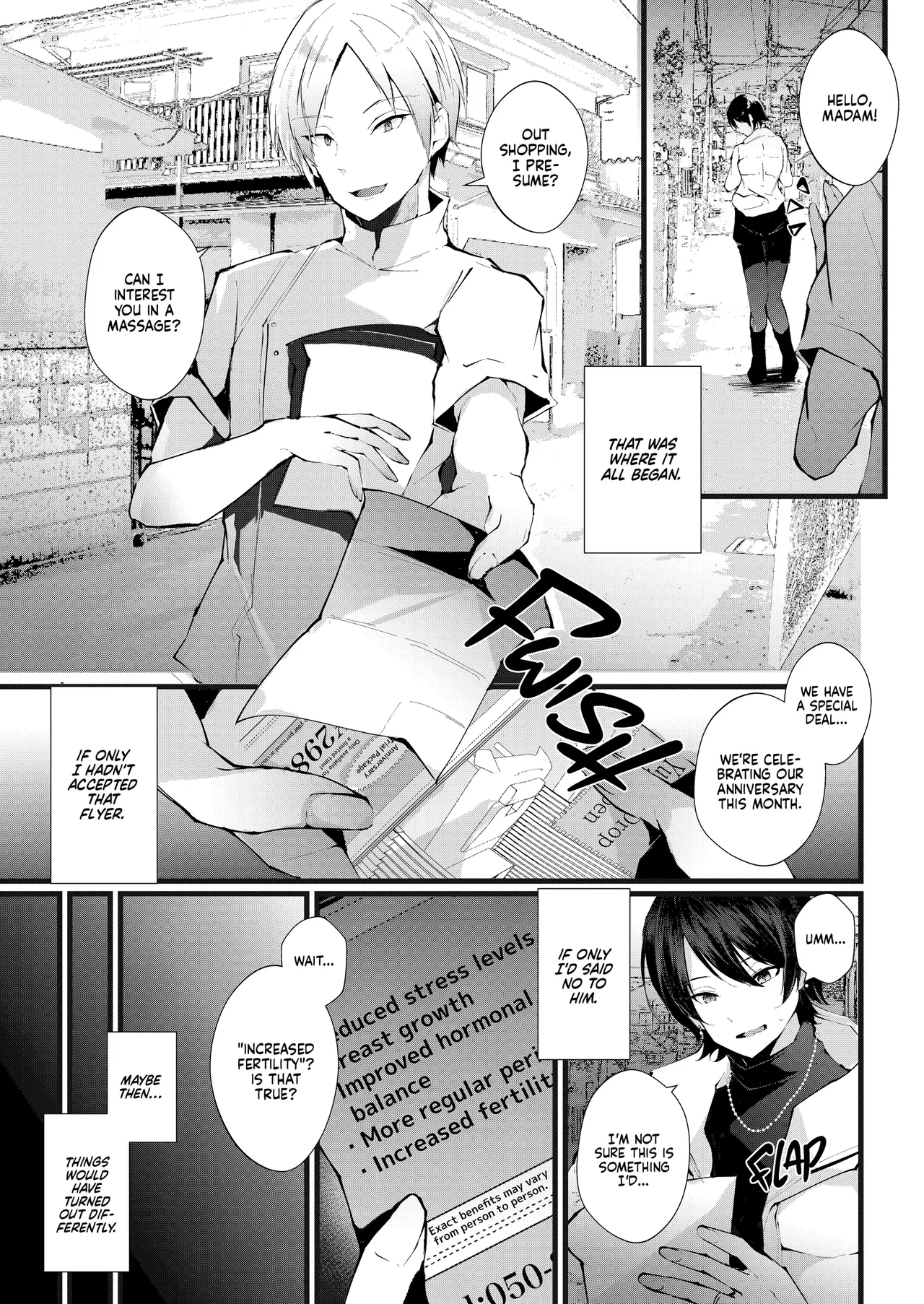 Page 4 of [FZ: (Fujisaki Fujiko)] Kakkou no Rakuin ~Ninkatsu Kyonyuu Hitozuma ga Biyaku Jirashi Massage ni Kokomo mo Karada mo Ochiru made~ | The Mark of the Cuckoo [English] [J18] [Decensored] [Digital]