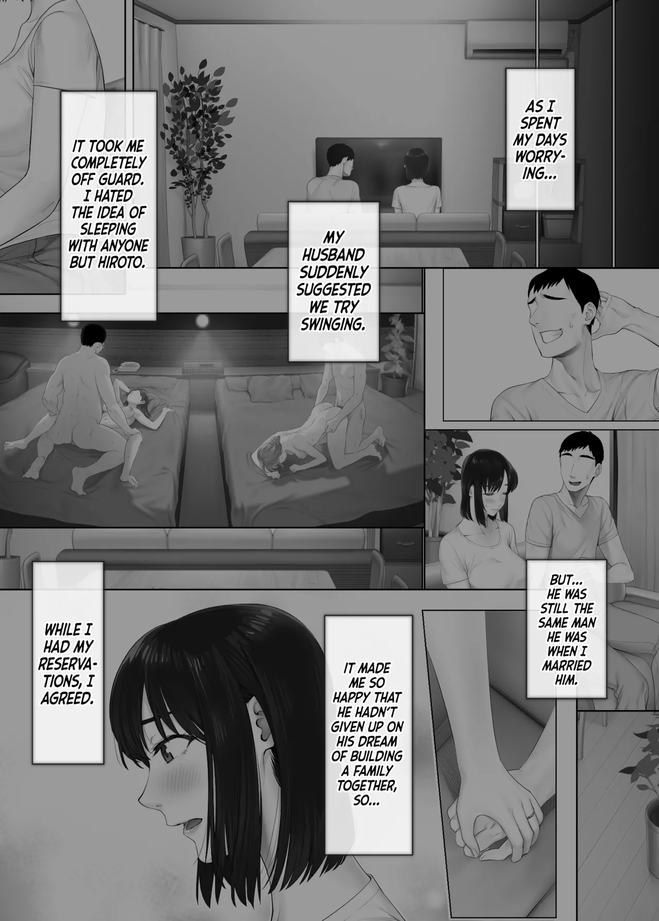 Page 7 of [Mitsumitsu Niku (Hikitogu)] LeveChi na Swapping 2 ~Hatsu Zecchou de Iki Kuruu Tsuma Hen~ | Swinging With the Pros 2: A Housewife's First Orgasm [English] [head empty]