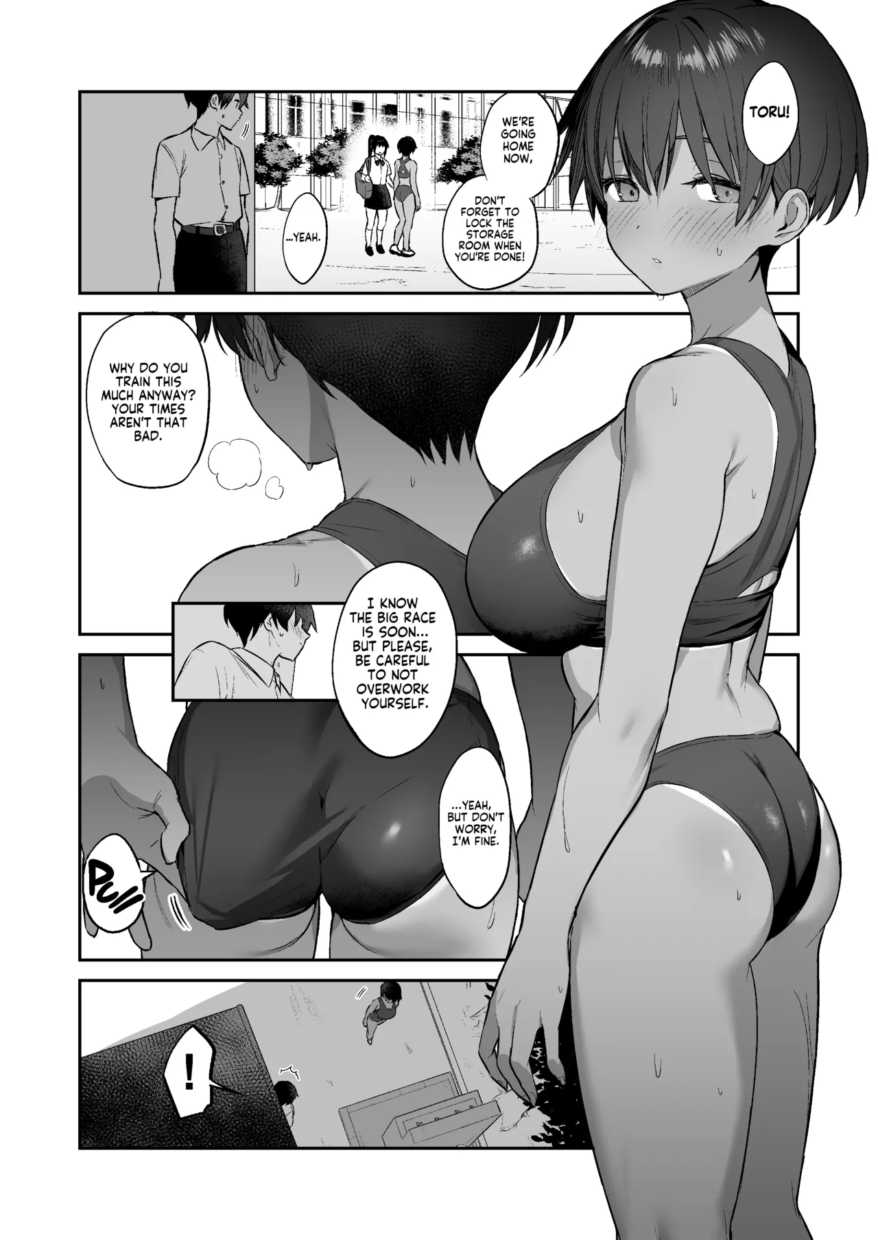 Page 3 of [Akashiba Honpo (Igusa)] Seiyoku Tsuyo Tsuyo Rikujoubu ni Shiboritorareru Hanashi | Milked Dry By The Super Horny Girl From The Track And Field Club [Digital] [English] [KM_42]