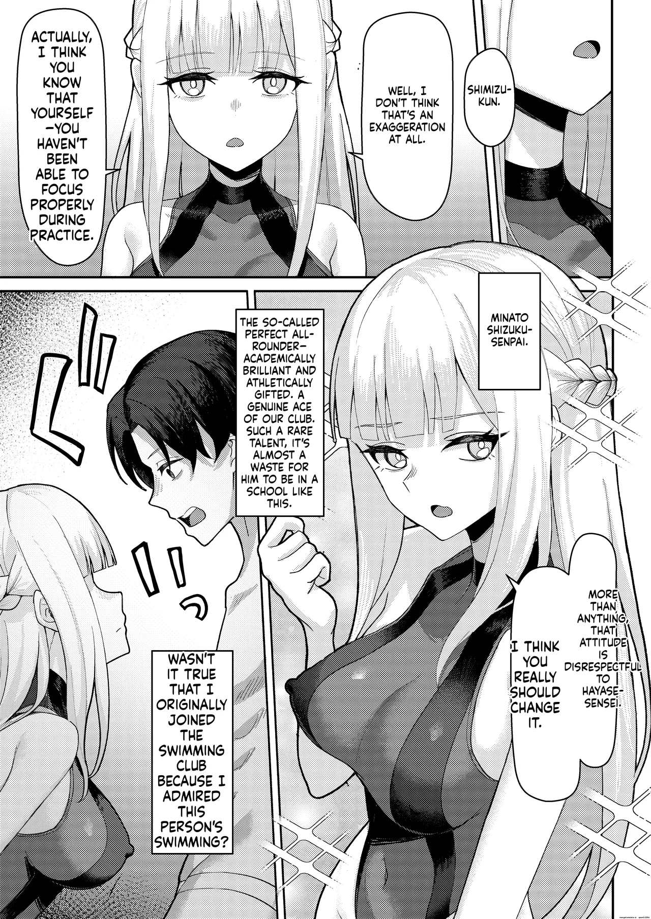 Danshi ga Ore dake!? no Suieibu de Akogare no Senpai to Osananajimi ni Komon ni Shasei Kanri Sareteiru Koto ga Barete Shimatta Hon page 8 full